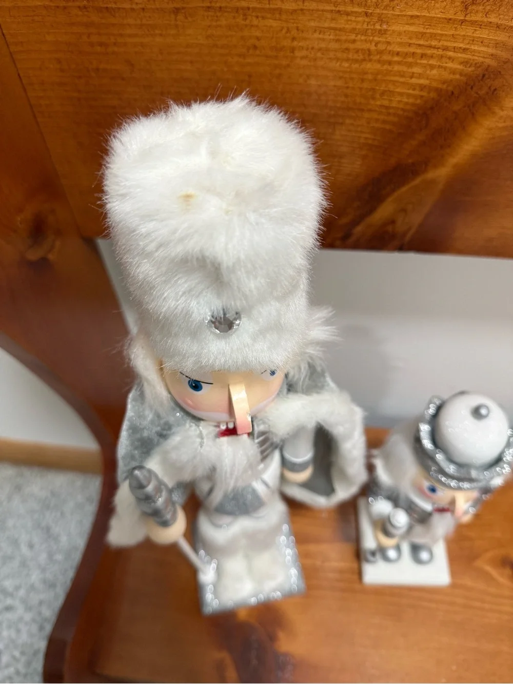 Holiday White and Silver Nutcracker Figurines - Set of 2